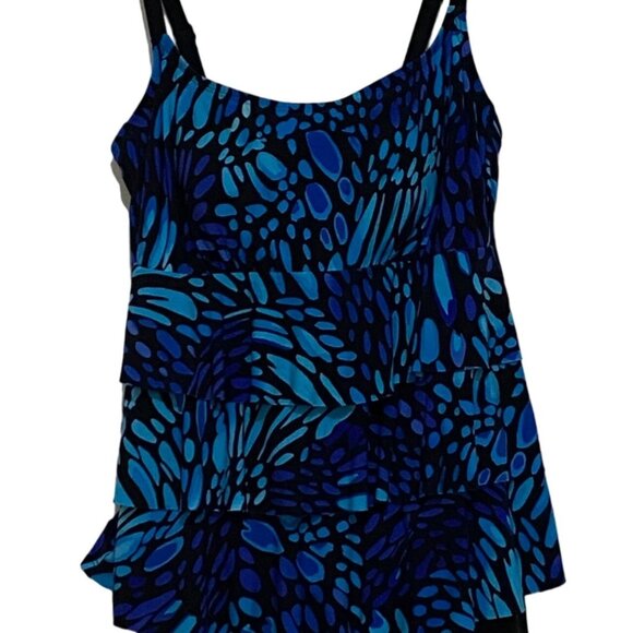 Great Lengths Swim Dress Size 8 Blue Black Cruisewear Vacation Summer Butterfly - Picture 1 of 6